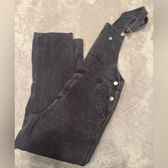 “We The Free” Womens Overalls Black Denim 100% Cotton Chore Work Bib Sz 28 - Picture 8 of 9